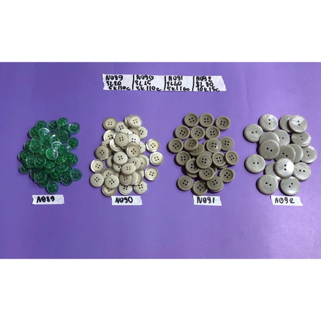 Combo nút áo màu xanh lá,xanh rêu N089-N092