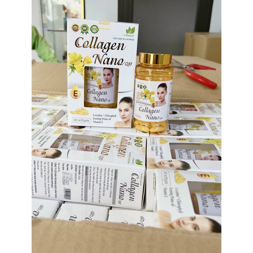 Viên uống trắng da mờ nám giảm tàn nhang chống lão hóa da collagen nano Q10 hộp 60 viên