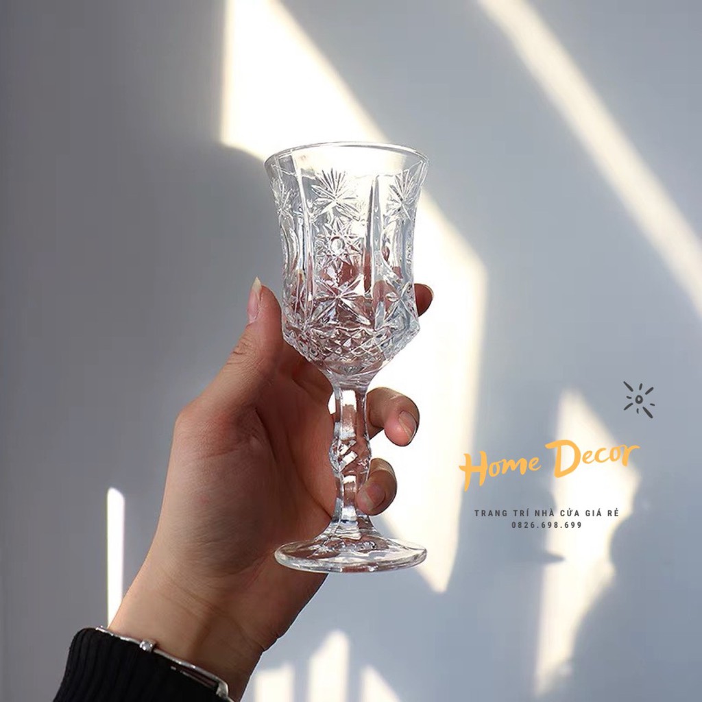 [SẴN-RẺ]Ly Thủy Tinh Trắng Vintage Phong Cách Châu Âu Dùng Để Uống Vang Coktai, Dùng Cho Bàn Tiệc