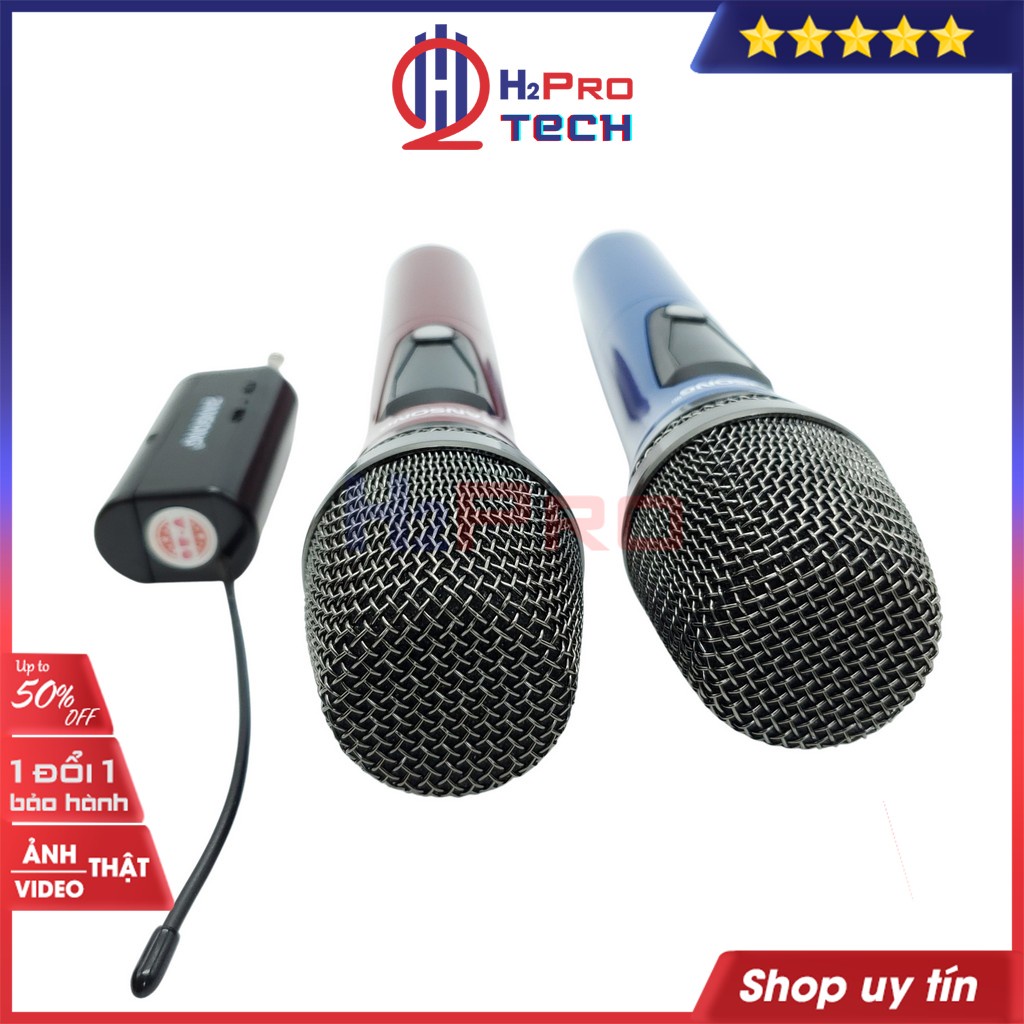 Bộ 2 Micro Không Dây, Mic Hát Karaoke Zansong V26 Cao Cấp, Âm Thanh Tốt,Hút Âm Mạnh Mẽ,Pin Sạc (Bộ Quà 240K)-H2Pro Tech