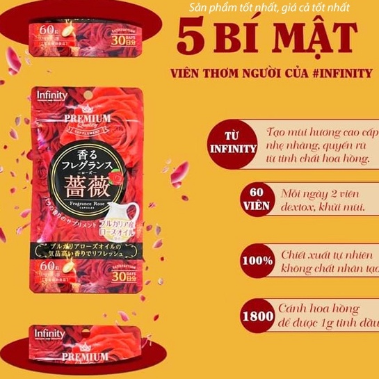 Viên Uống Thơm Cơ Thể 30 Ngày Infinity Fragrance Rose Capsules 60 Viên Nhật Bản