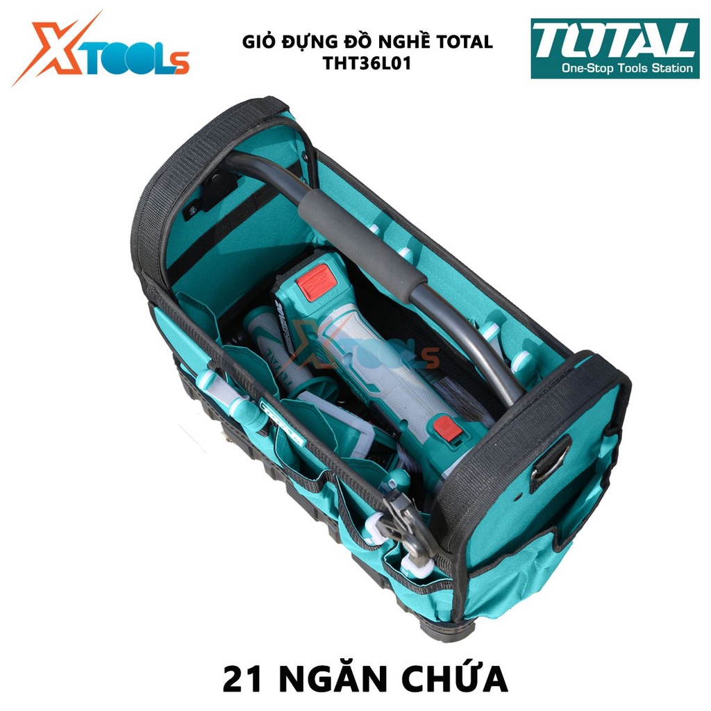 Túi xách dụng cụ TOTAL THT36L01 | Giỏ đựng đồ nghề Kích thước: 16" túi đựng dụng cụ 21 ngăn, dùng để chứa những vật dụng