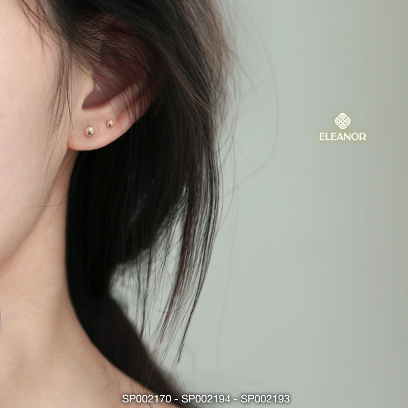 Bông tai nữ nụ chuôi bạc 925 Eleanor Accessories hình tròn basic phụ kiện trang sức 2170
