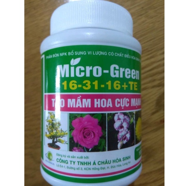 PHÂN BÓN NPK BỔ SUNG VI LƯỢNG CÓ CHẤT ĐIỀU HOÀ SINH TRƯỞNGMICRO-GREEN 16-31-16 + TE - chai 100 gram
TẠO MẦM HOA CỰC MẠNH