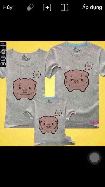 áo gia đình in hình heo xinh chất cotton mịn mát giá sĩ