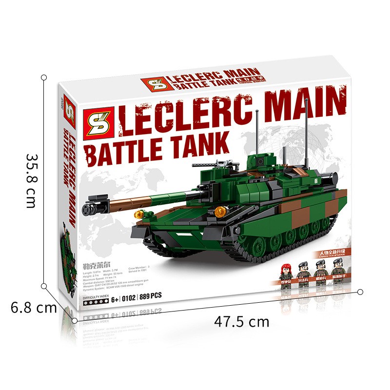Lego Lắp Ráp Xếp Hình City SY0102 : Xe Tank tăng AMX-56 LecLerc cao cấp 889 mảnh
