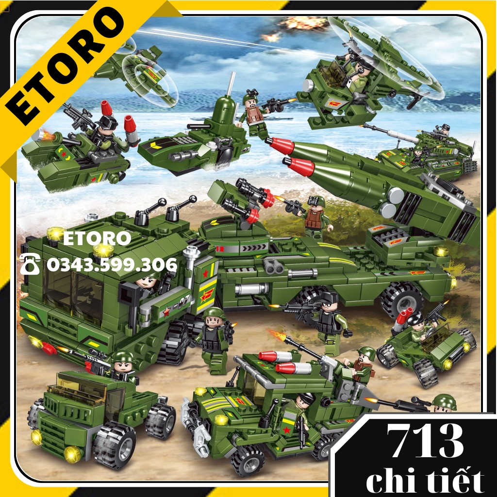 Đồ chơi xếp hình LEGO Quân Đội, Xe Tăng, Máy Bay Chiến Đấu, Trực Thăng, Tàu Chiến, Xe Bọc Thép, SWAT