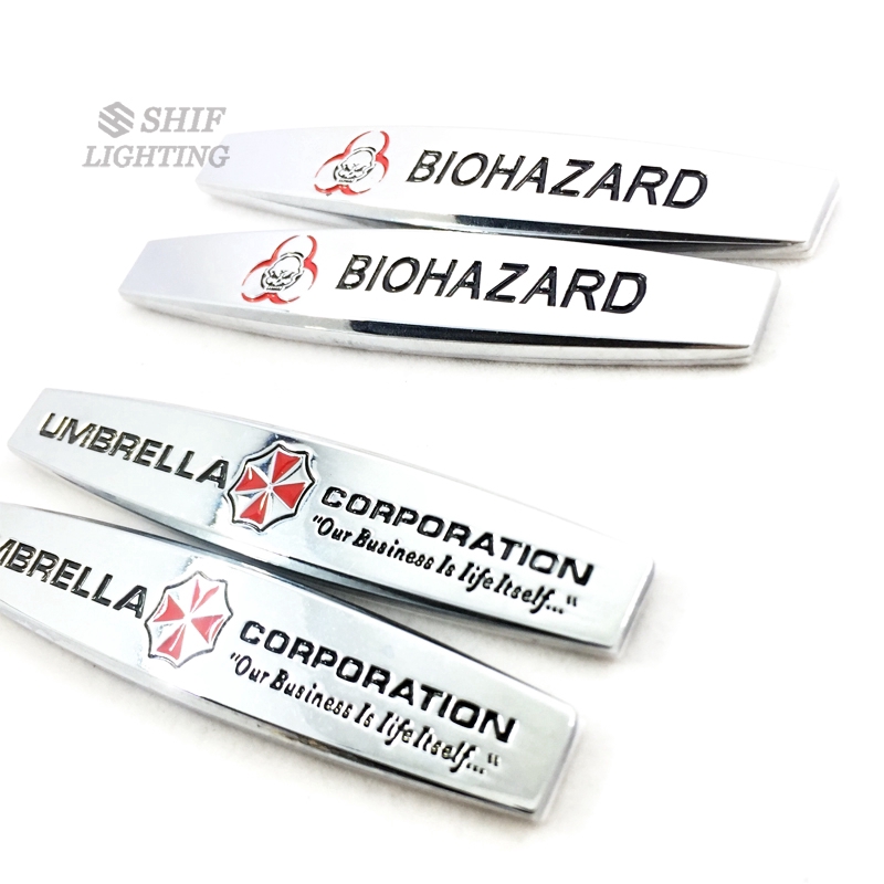 Bộ 2 miếng dán trang trí sau xe ô tô hình logo UMBRELLA Corporation BIOHAZARD