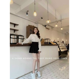 Áo sơ mi cổ ren tay bo