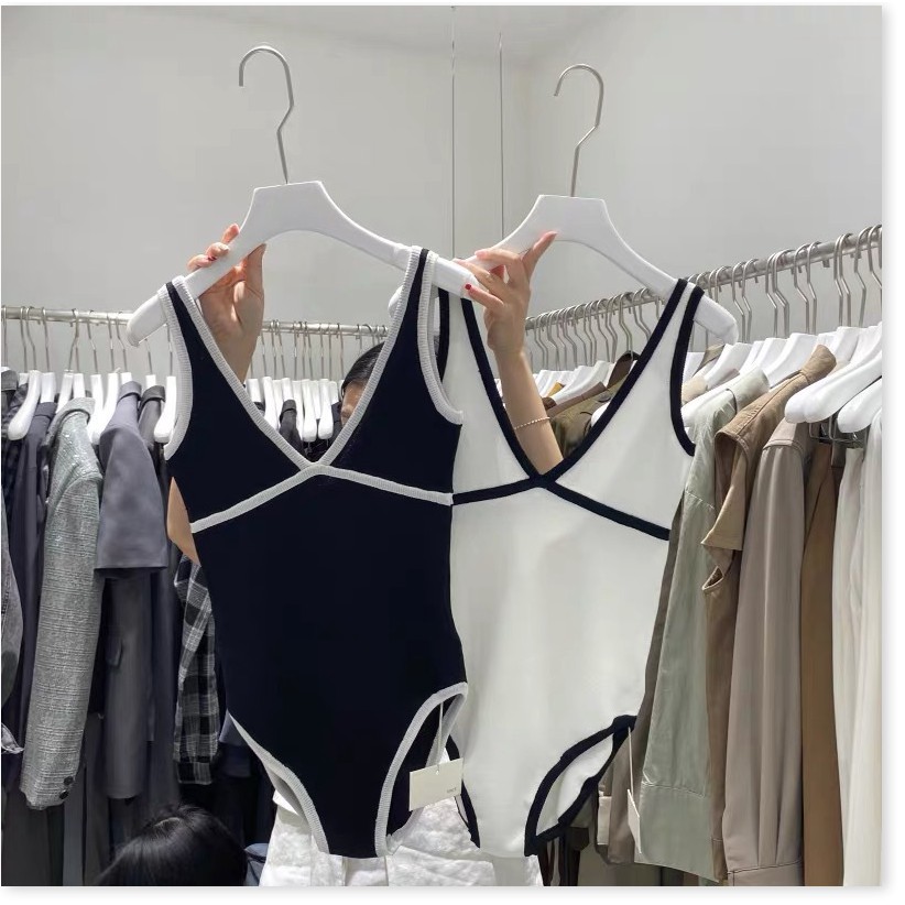 Bikini nữ đẹp, Áo tắm biển nữ 2020 áo tắm nữ một mảnh mới phong cách hàn quốc áo tắm tương phản đen trắng đơn giản bikin