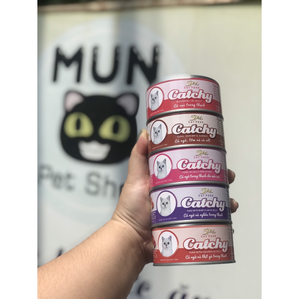 Pate mèo Catchy 5Plus dạng thạch 170g/lon - 5 vị
