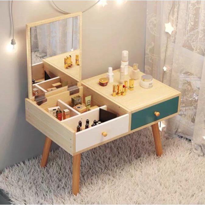 Bàn Trang Điểm Mini, Bàn Trang Điểm Ngồi Bệt, Bàn Phấn Mini Có Gương Trang Điểm Ngỗ MDF Cao Cấp Siêu Đẹp | BigBuy360 - bigbuy360.vn