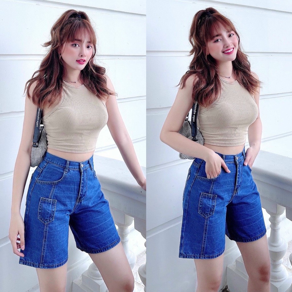 Quần jean nữ ngố ống rộng, vải jean denim bền đẹp, dễ phối đồ AnNgo - AT129
