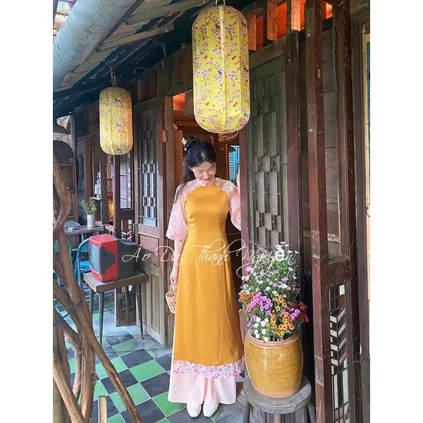 Áo Dài Bách Hoa Xuân , Áo Dài  Cách Tân Phối Tay Voon Cách Điệu