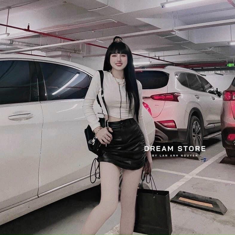 Chân Váy Da Rút Dây 2 Bên Xịn Xò,Chân Váy Da Nữ-LY STORE