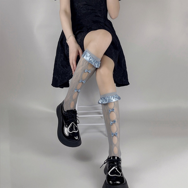 XIXI Tất Dài Qua Gối Co Giãn Đính Nơ Phong Cách Lolita