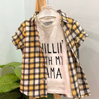Sét 2 áo Primark Bé Trai từ 9 tháng đến 3 tuổi( sơ mi và áo thun cotton mịn xin )