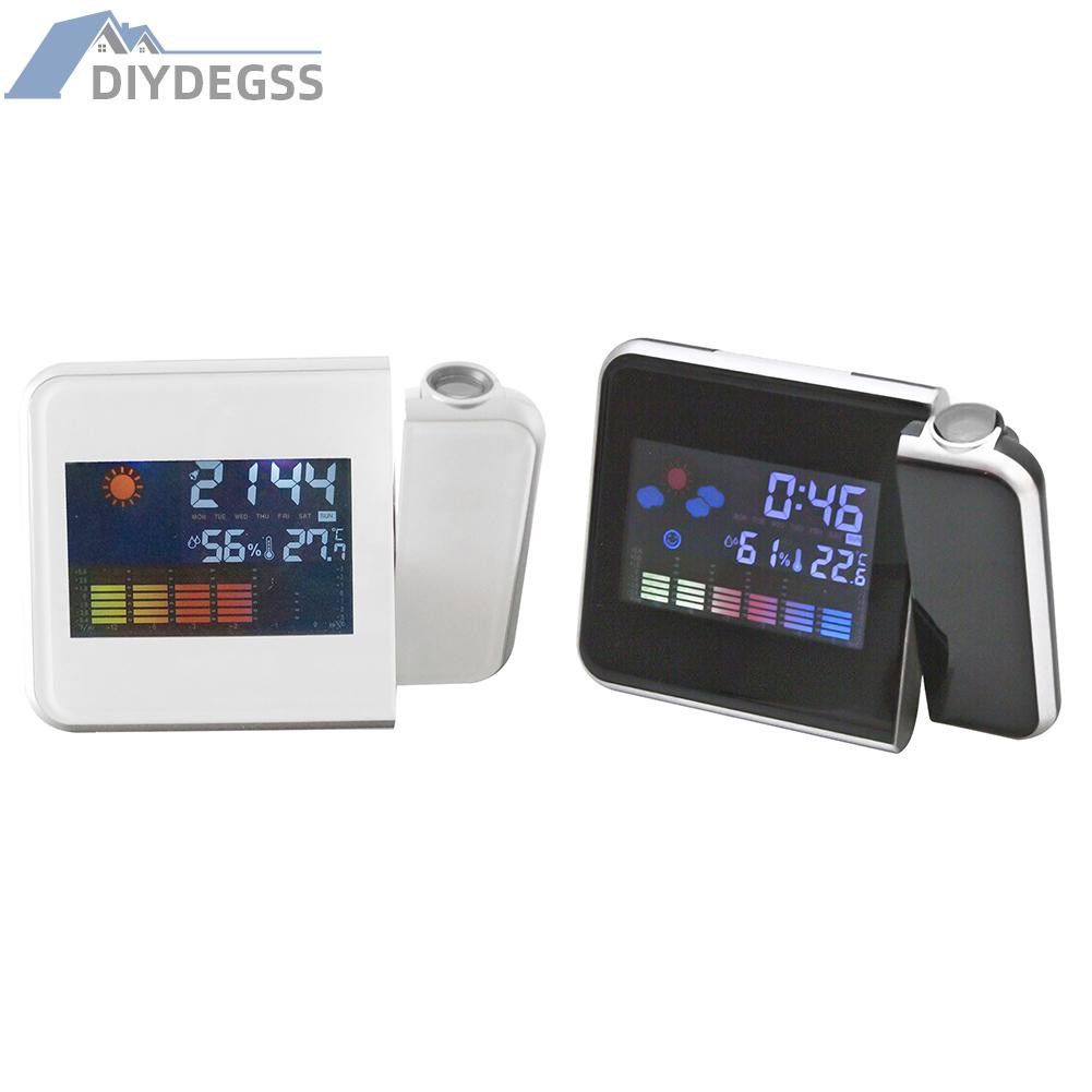 Diydegss2 LED Display Digital Projection Clock Thermometer Hygrometer Desk Calendar