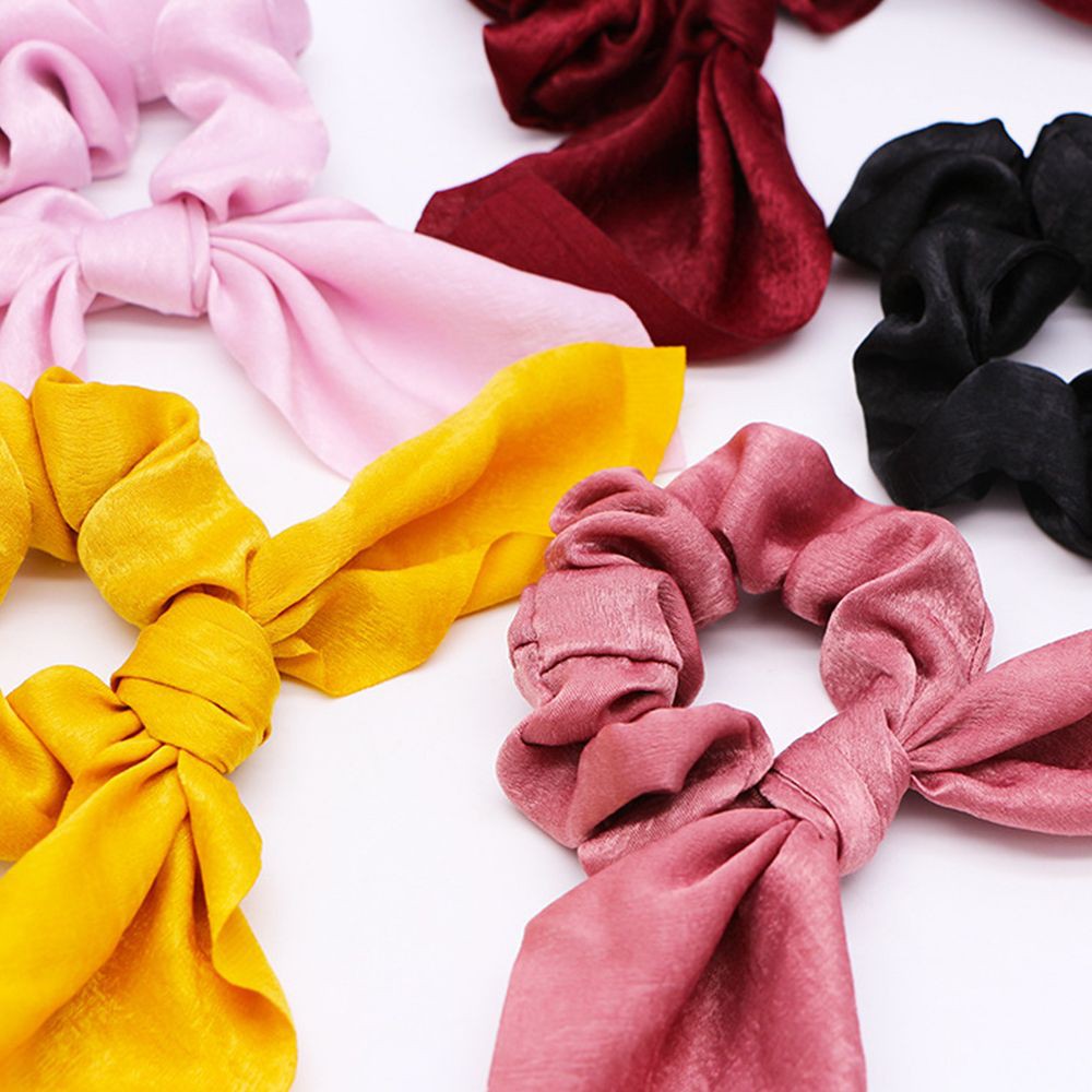 Dây buộc tóc chất liệu vải lụa trang trí thắt nơ xinh xắn