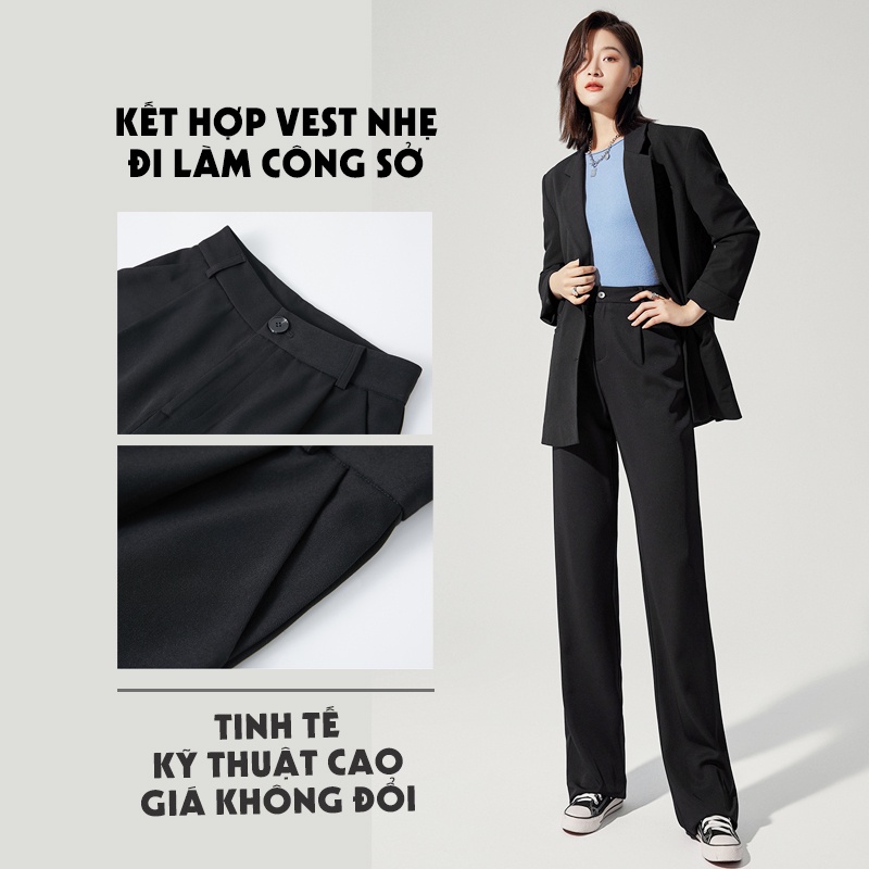 Quần ống rộng nữ jisilk bigsize cullotes suông đứng form vải tuyết mưa Love-ya T.QDA-02