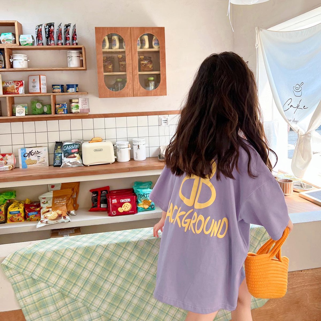 Áo Thun Cotton Tay Ngắn Dáng Rộng Thời Trang Mùa Hè Hàn Quốc 2022 Mới Cho Bé Gái