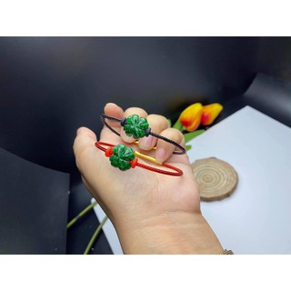 Vòng đeo tay, lắc tay Cỏ 4 lá may mắn đá sơn thủy xanh