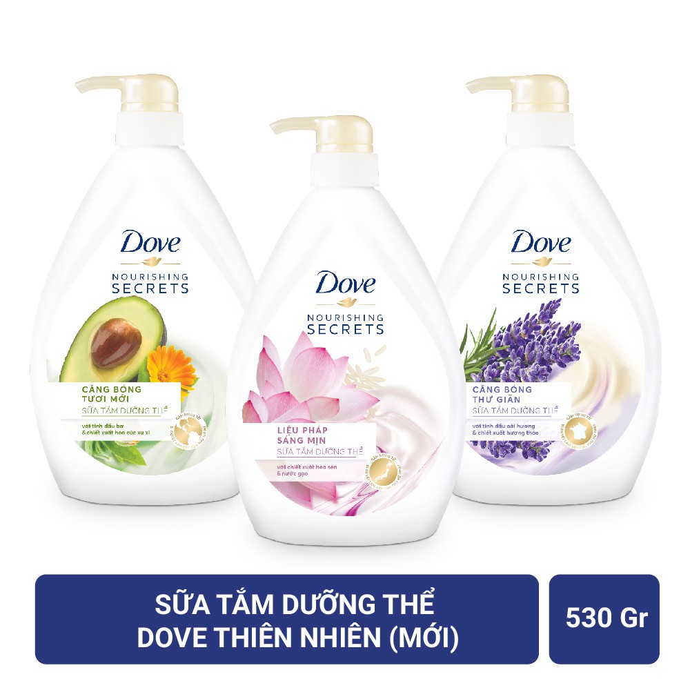 Sữa tắm dưỡng thể với chiết xuất thiên nhiên Dove dưỡng da căng bóng thư giãn 530g
