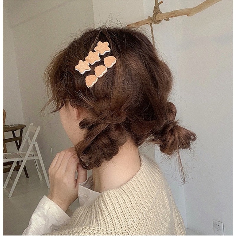 Kẹp tóc hình bánh quy / ngôi sao / trái tim xinh xắn thời trang cho nữ