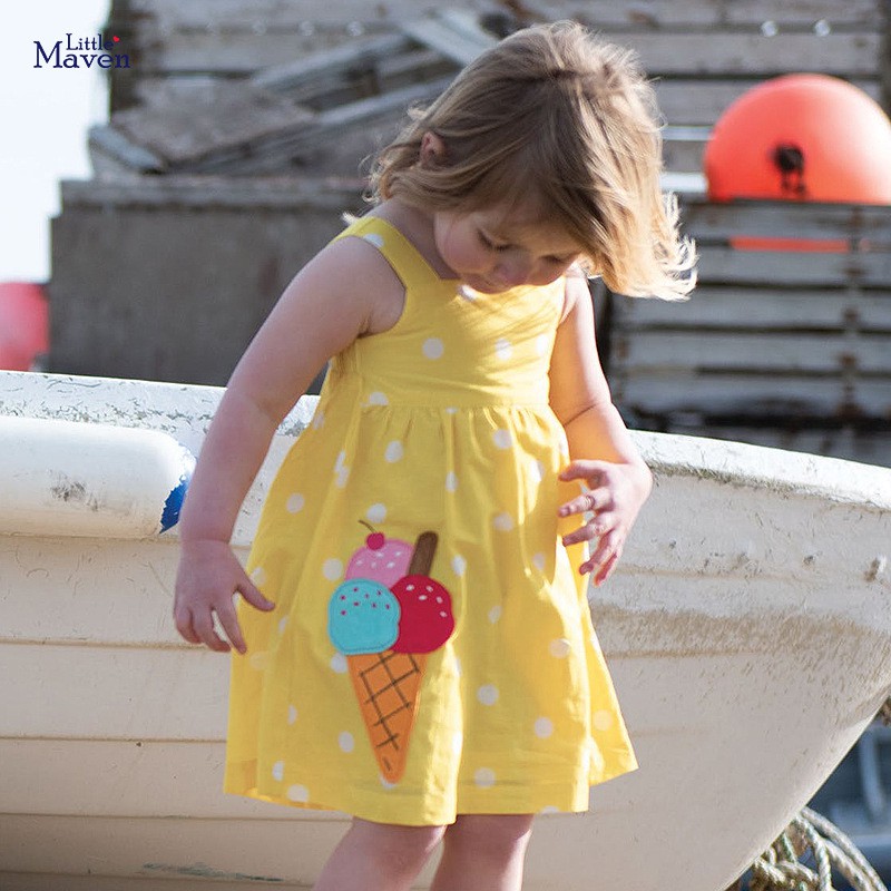 Váy mùa hè bé gái Little Maven mẫu mới hè 2021 cao cấp chất cotton mịn 2-7T (10-25kg) + Tặng kèm kẹp tóc cầu vồng xinh