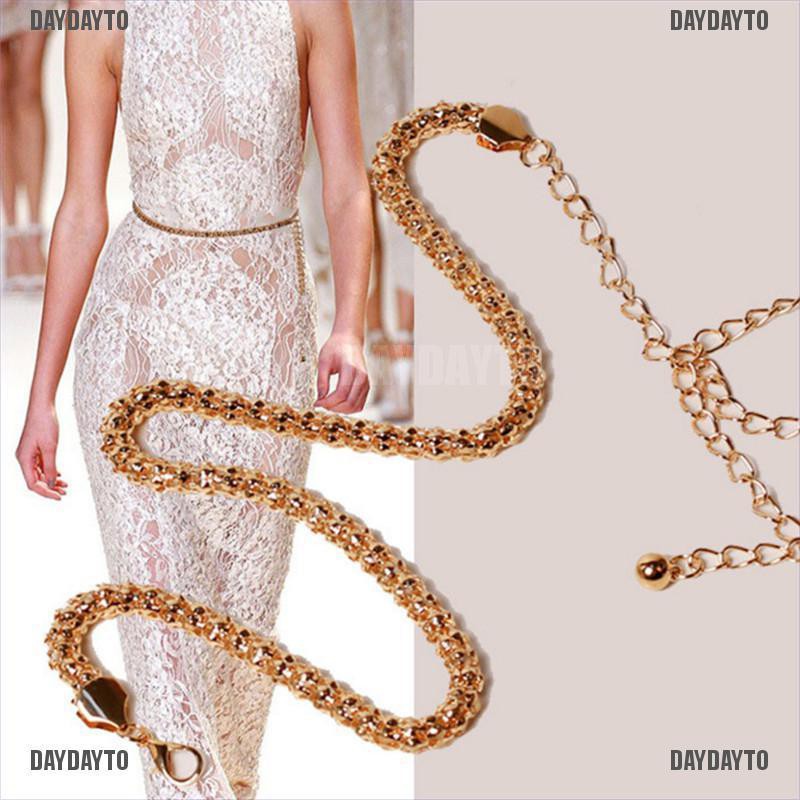 Thắt Lưng Dây Xích Bằng Kim Loại Thời Trang Cho Nữ