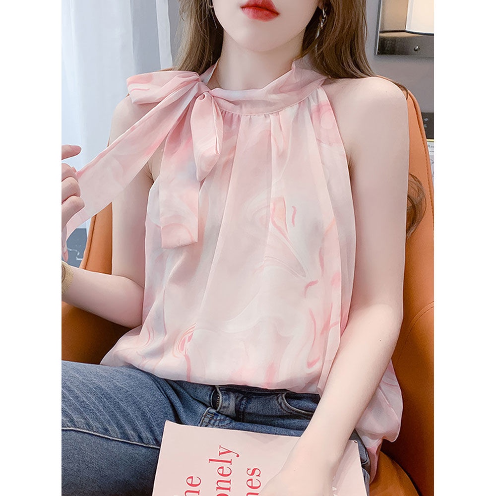 Áo Hai Dây Mùa Hè Phong Cách Phương Tây Màu Trơn Họa Tiết Hoa Phong Cách Mới Cho Nữ