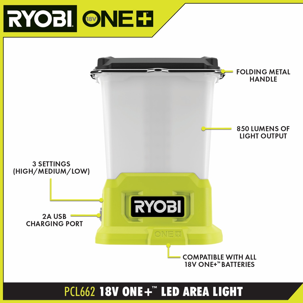 NHẬP MỸ - ĐÈN RYOBI PLC662B 18V ONE+ LED AREA LIGHT SỬ DỤNG PIN - HÀNG NHẬP MỸ