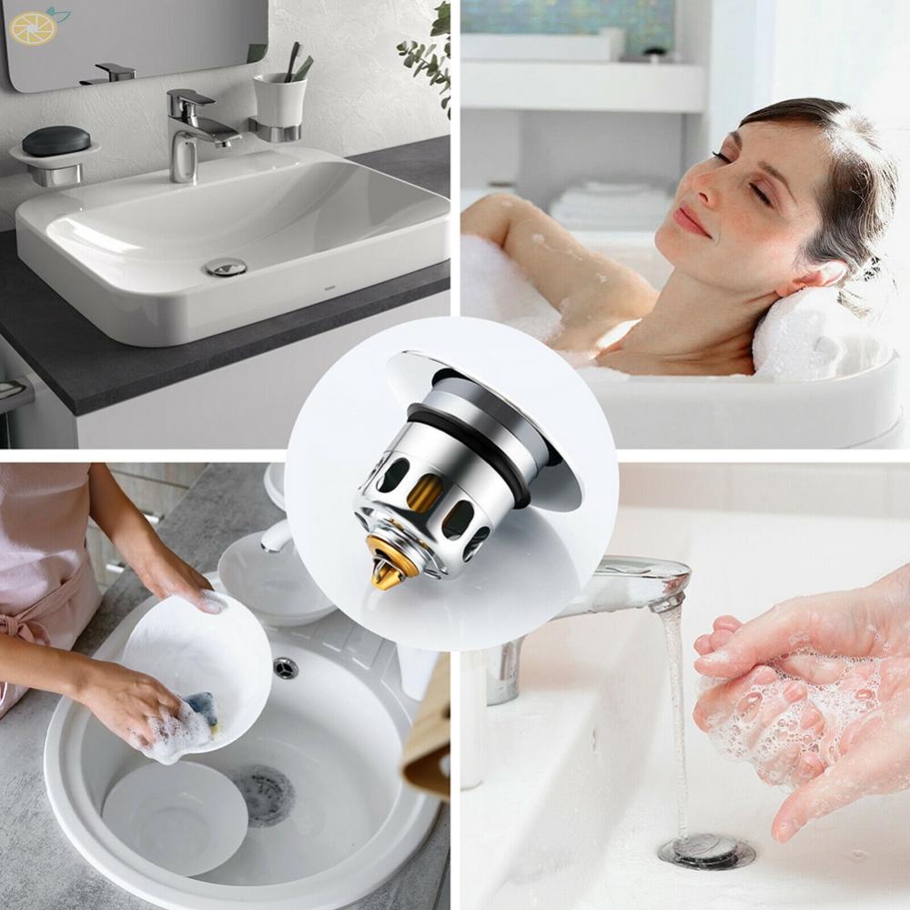 【VARSTR】1xWaterproof Bathroom Sink Plug Stopper Wash Basin Core Pop Up Drain Steel Brass