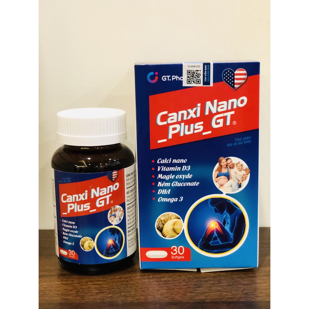 CANXI NANO_PlusGT giúp xương chắc khỏe, hỗ trợ tăng chiều cao (h/30 viên, hàng đúng nguồn gốc)