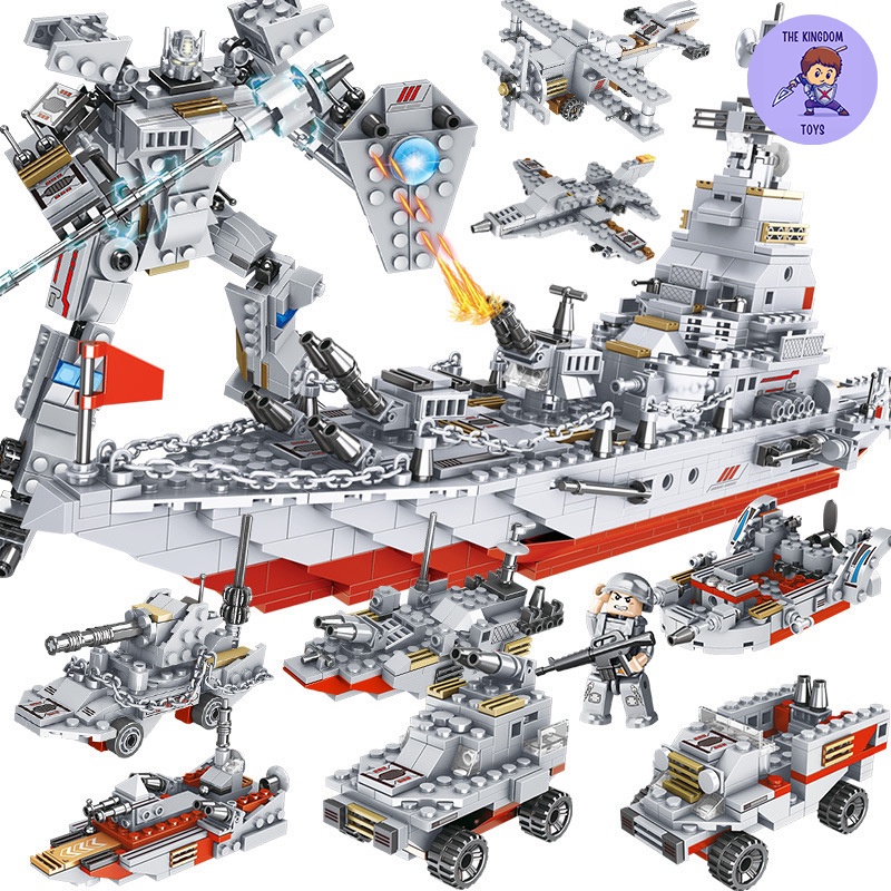 Đồ Chơi Lắp Ráp Kiểu LEGO Tàu Chiến Hạm / Robot Rô Bốt / Máy Bay / Xe Tăng / Cảnh Sát Bảo Vệ Bờ Biển 1000 Chi Tiết