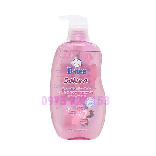 Tắm gội toàn thân em bé D-nee Sakura hồng 800ml