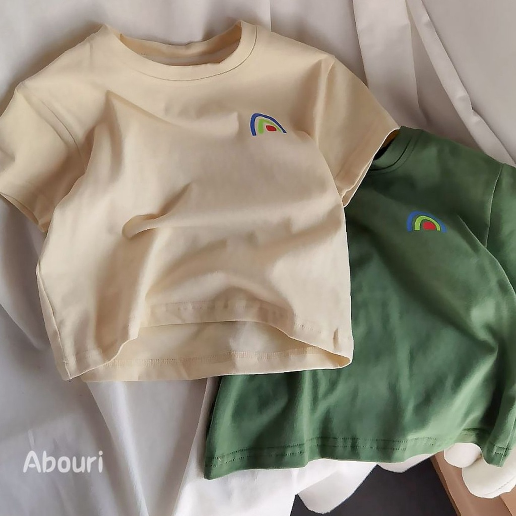 Áo thun cotton tay ngắn dáng rộng in họa tiết phong cách hàn quốc thời trang dành cho bé