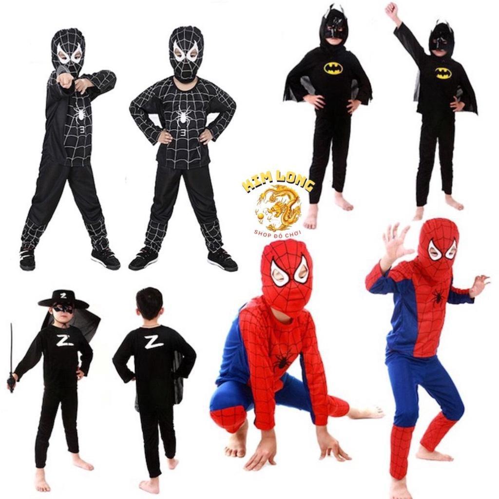 Bộ quần áo SIÊU ANH HÙNG người nhện Spiderman - Supperman - Batman trang phục hoá trang Halloween cho bé trai