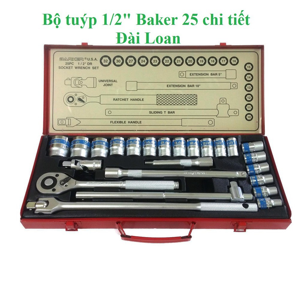 Bộ tuýp 1/2" barker 25 chi tiết Đài Loan