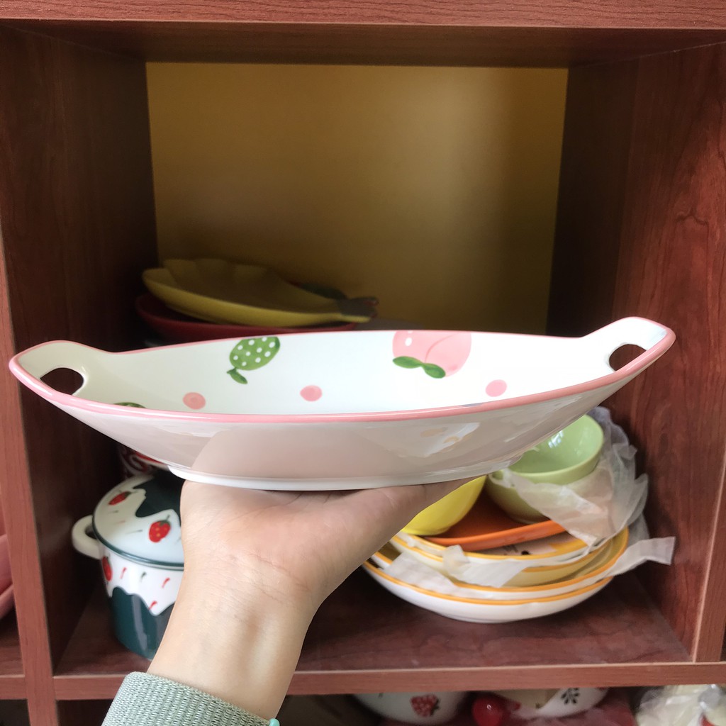 Bát Sứ Bộ Bát Đĩa Decor Bát Ăn Cơm Bộ Chén Dĩa Sứ Dễ Thương Trái Đào Cute Cao Cấp S08