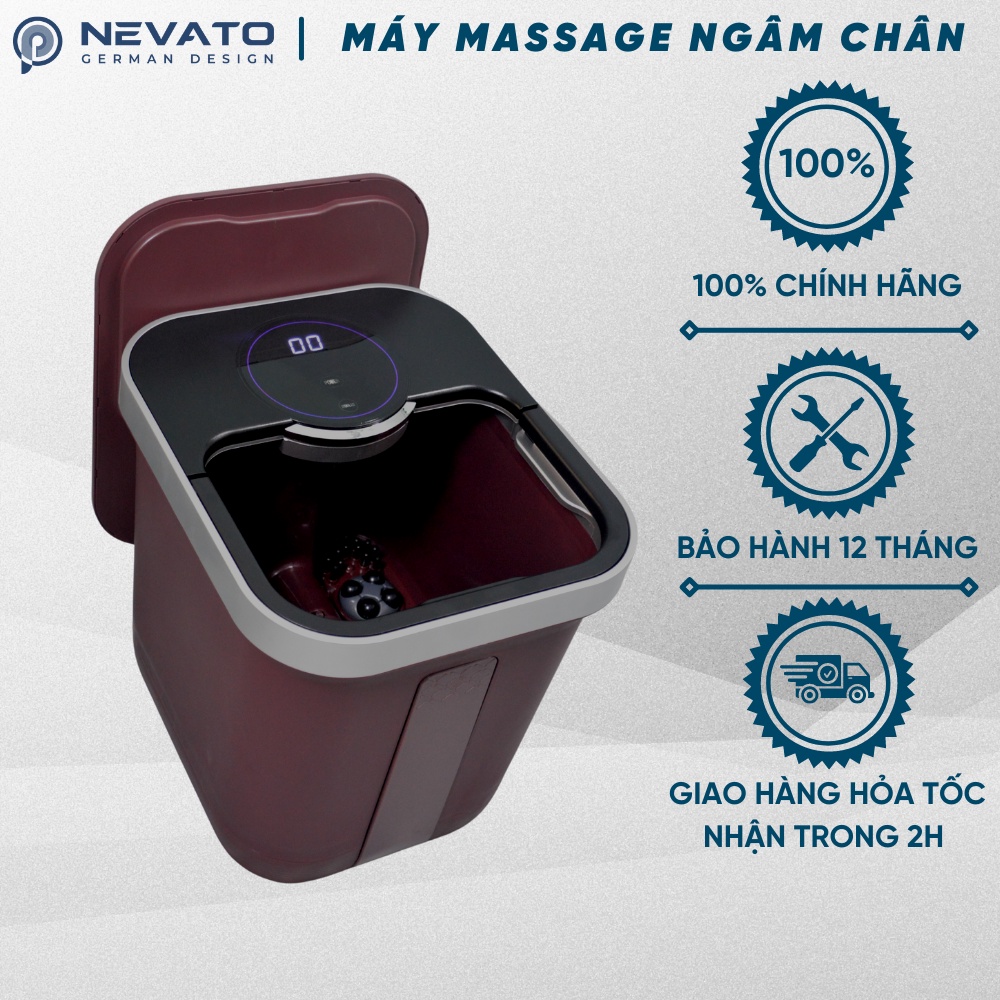 (BH 12 tháng) Bồn Ngâm Chân Massage Diệt Khuẩn Thông Minh Nevato NVF605-R Chính Hãng Tặng 1 Túi Thảo Dược Ngâm Chân