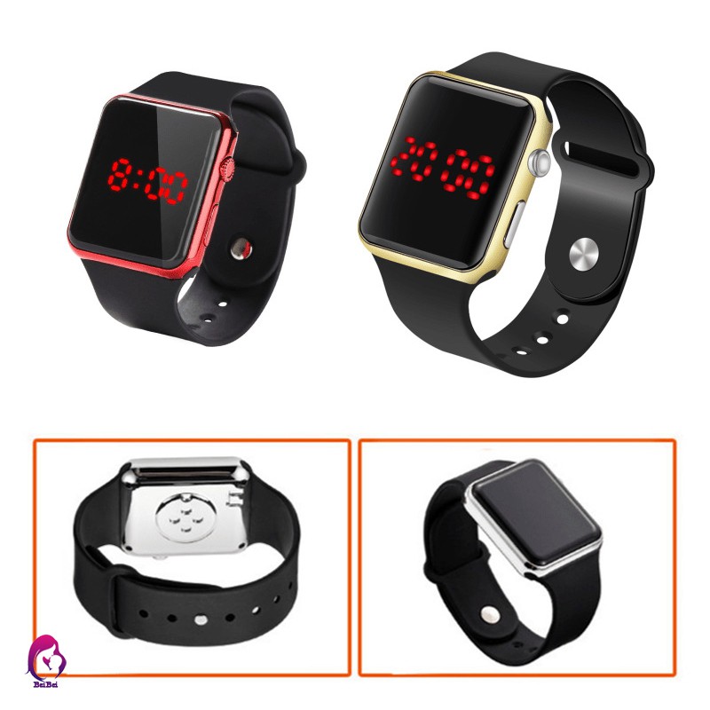 【Hàng mới về】 LED Electroplating Square Electronic Sports Watch Adjustable Wrist Band Unisex