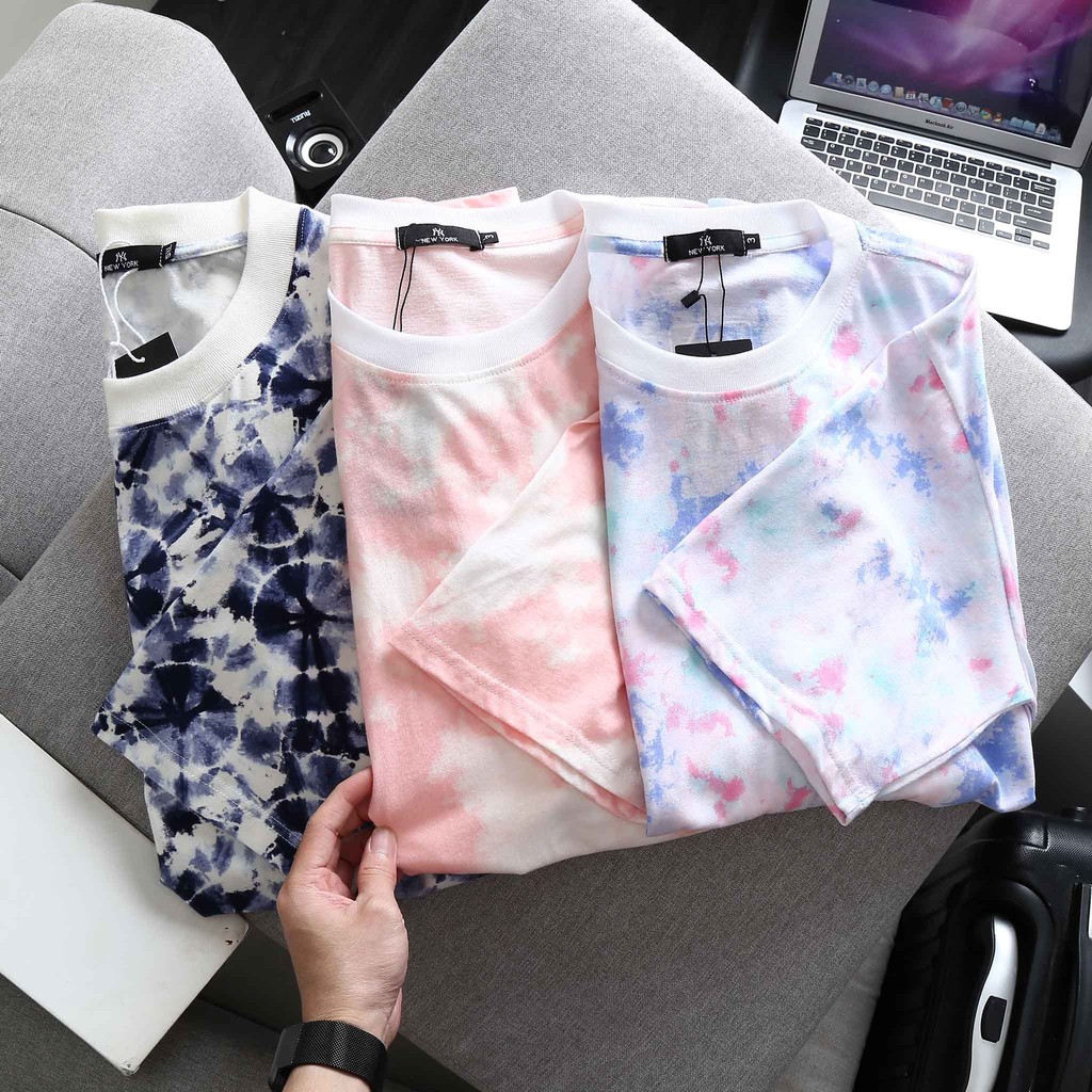 SALE BIGSIZE - Áo thun cotton vải loang màu hỗn hợp in lụa NY nam bigsize &lt; 120kg mặc đẹp