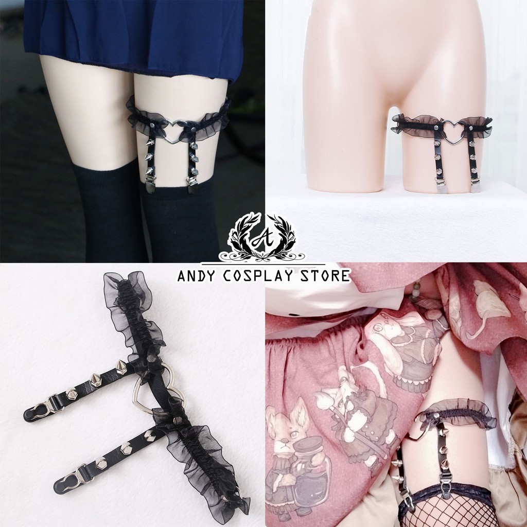 [CÓ SẴN] Dây đeo/ choker đùi trái tim viền ren