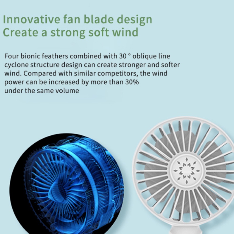 Quạt Cầm Tay 2000mAh Mini Có Cổng Sạc USB Kèm Đế Đứng Cho Điện Thoại