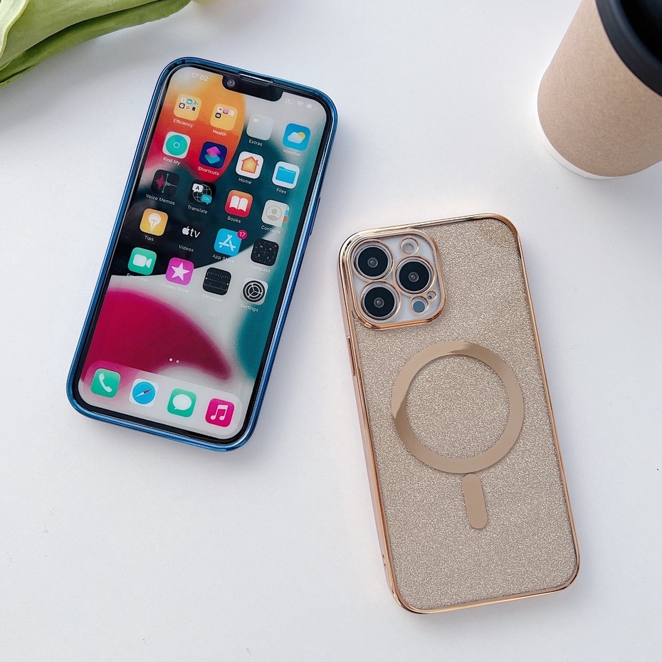 ốp lưng IPhone Magsafe Vòng tròn từ tính tích hợp tương thích cho iPhone 14 14Pro 14 cộng với 14 Pro max 13 Pro Max 12 Pro max giấy lấp lánh Vỏ bảo vệ mềm case