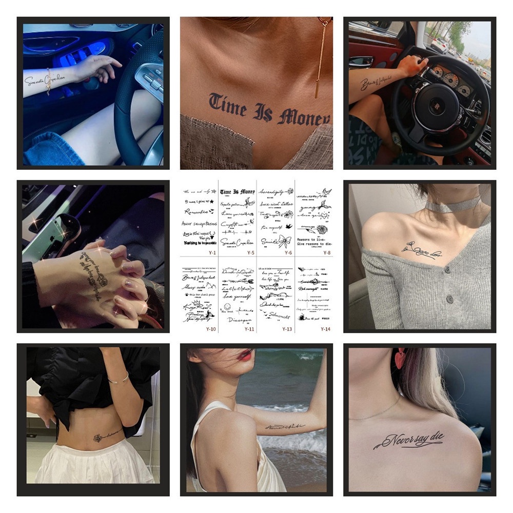 Hình Xăm Dán Tạm Thời Họa Tiết Chữ Tiếng Anh Chống Thấm Nước Đổi Màu Theo Nhiệt Độ Phong Cách Hàn Quốc