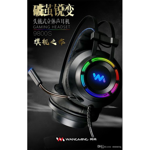 Tai nghe Headphone Chuyên Game Wangming 9800S - 7.1 led. - Chỉ còn màu đen. Vi Tính Quốc Duy