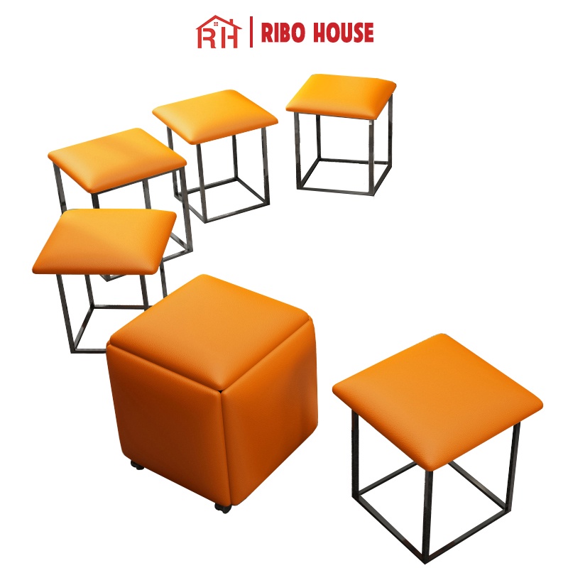 Ghế sofa đơn RIBO HOUSE đệm vải da, 5 ghế rubik đơn trang trí phòng khách decor quán cà phê dã ngoại RIBO172