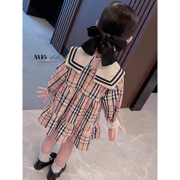 Váy kẻ bbr dài tay cho bé